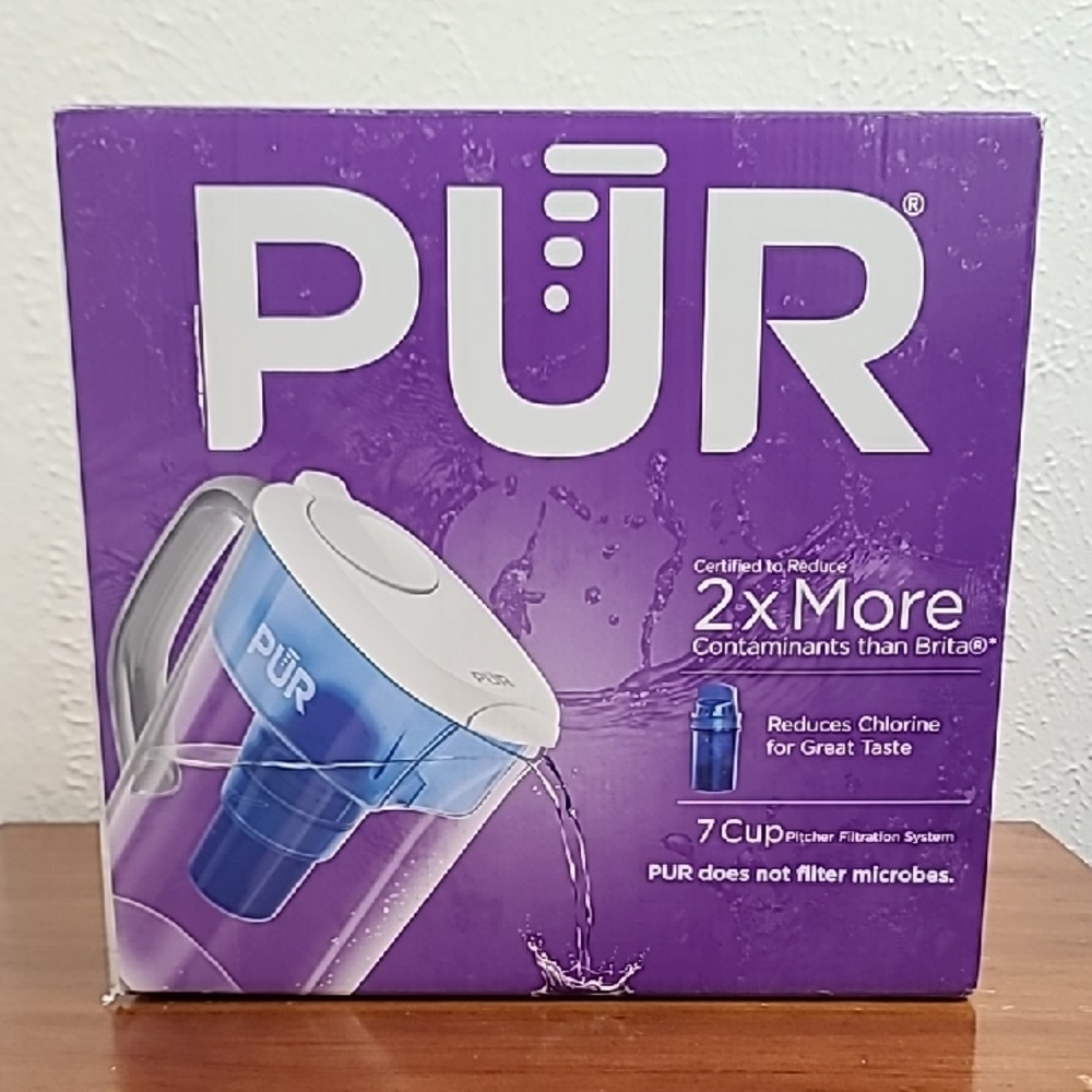 PUR 7-Cup Filtered Water 2x Filtration Pitcher Space Saver w/ Stay Tight Lid